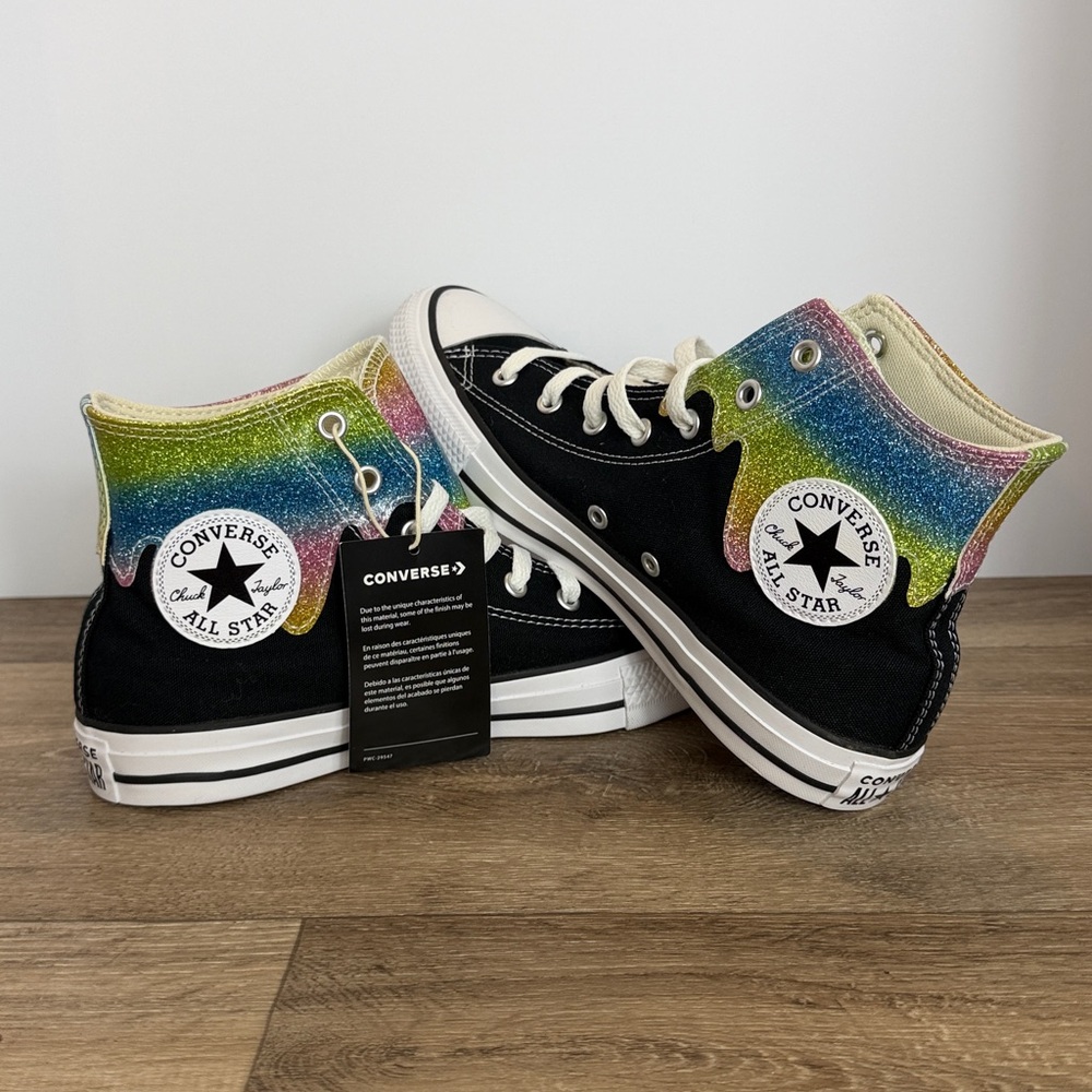 Converse Chuck Taylor High Dip Rainbow Glitter High-Top Sneakers - Picture 6 of 7
